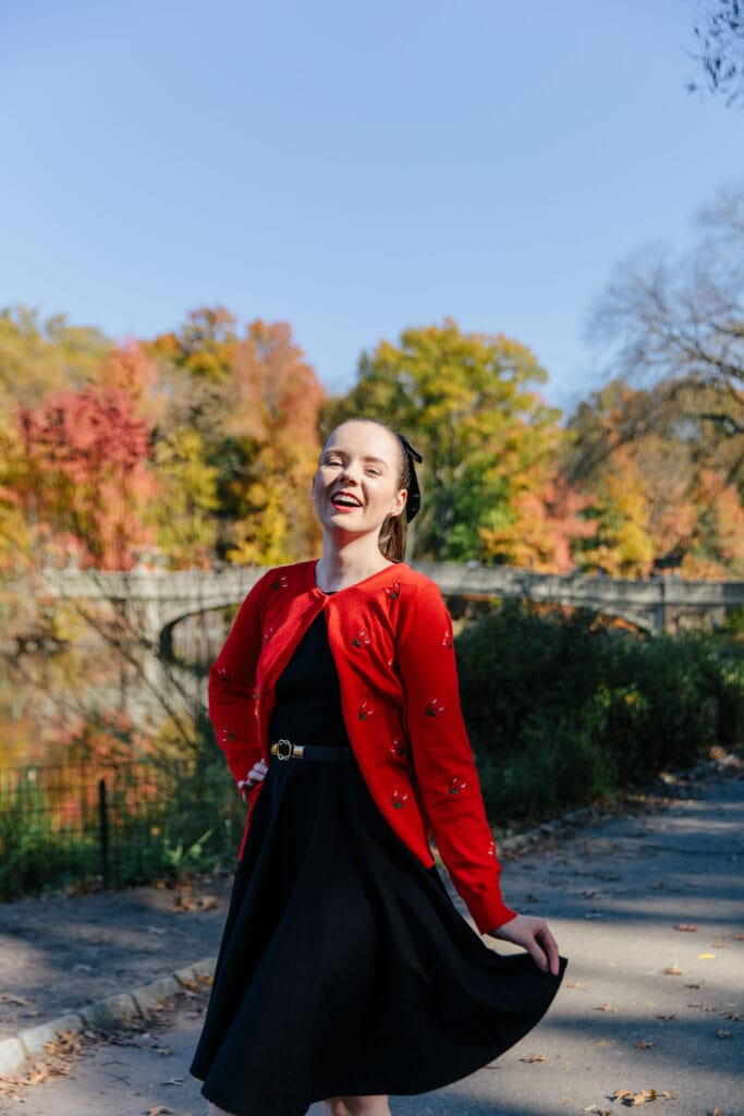 Red and black fit and 2024 flare dress